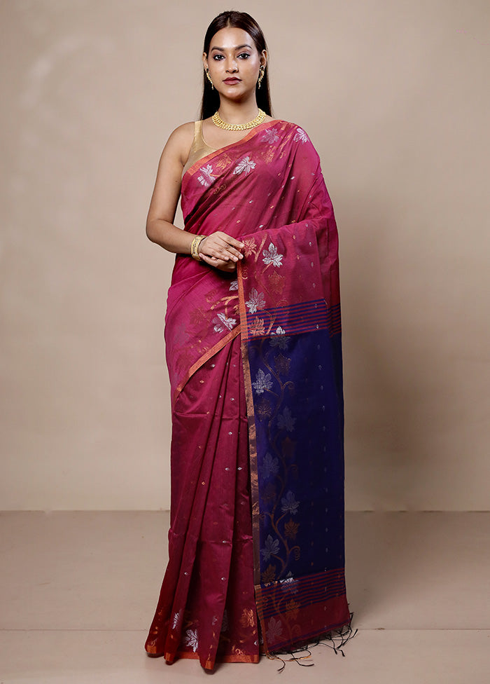 Pink Cotton Saree With Blouse Piece