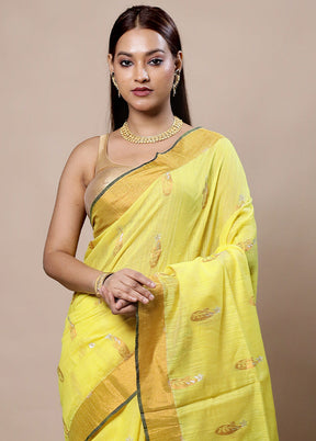 Yellow Cotton Saree With Blouse Piece