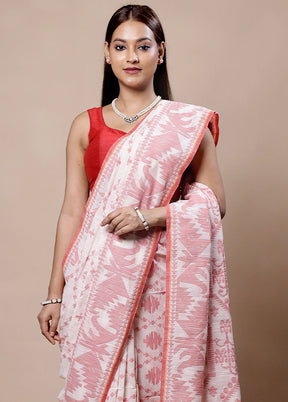 White Cotton Saree With Blouse Piece