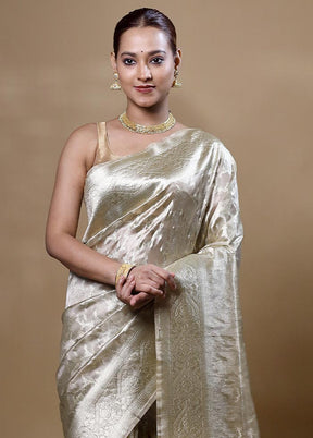 White Tissue Silk Saree With Blouse Piece