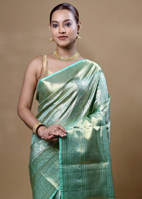 Green Handloom Kanchipuram Pure Silk Saree With Blouse Piece