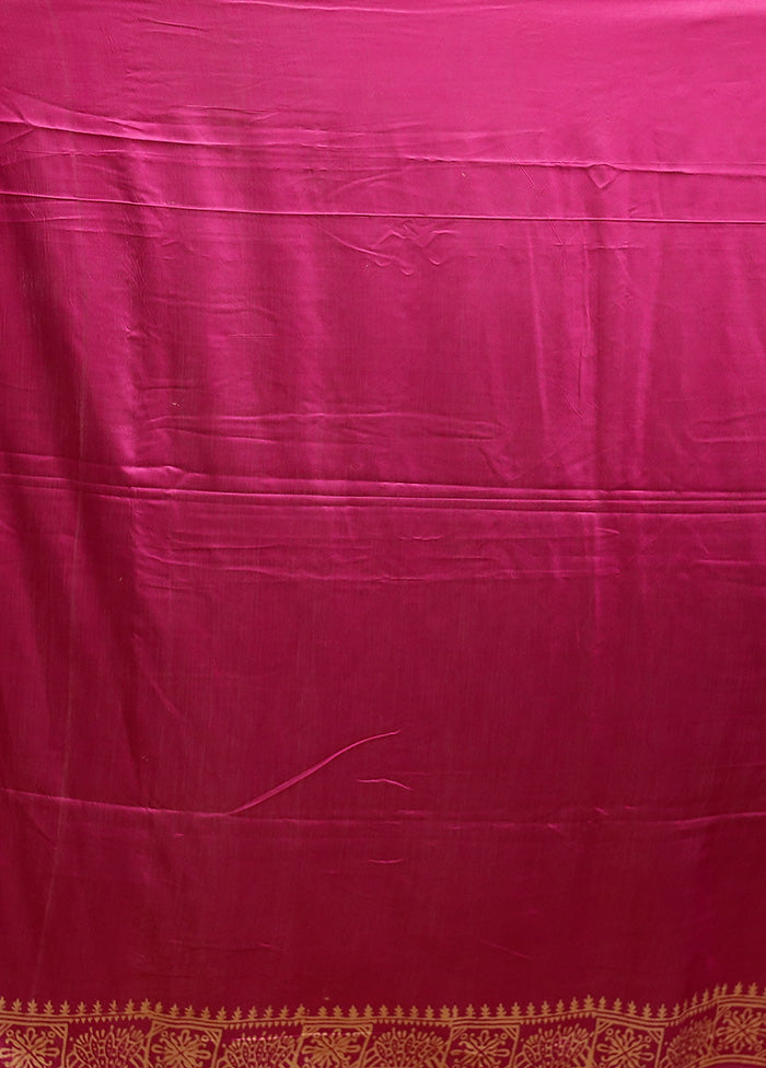 Pink Printed Silk Saree Without Blouse Piece