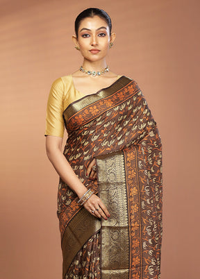 Green Chanderi Silk Saree With Blouse Piece