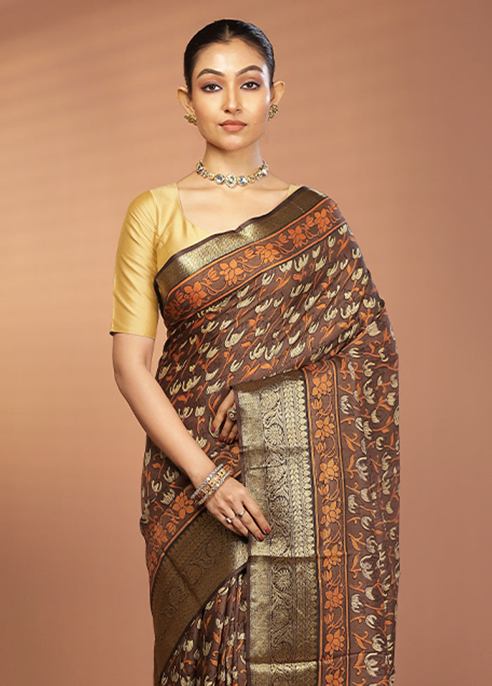 Green Chanderi Silk Saree With Blouse Piece
