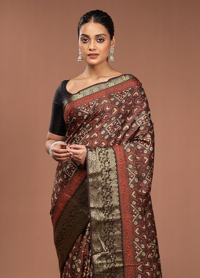 Green Chanderi Cotton Saree With Blouse Piece