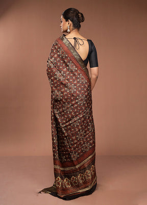 Green Chanderi Cotton Saree With Blouse Piece