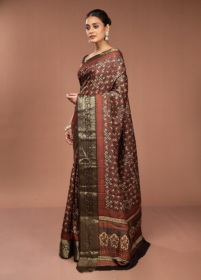 Green Chanderi Cotton Saree With Blouse Piece