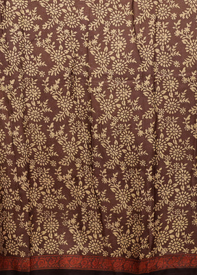 Green Chanderi Cotton Saree With Blouse Piece