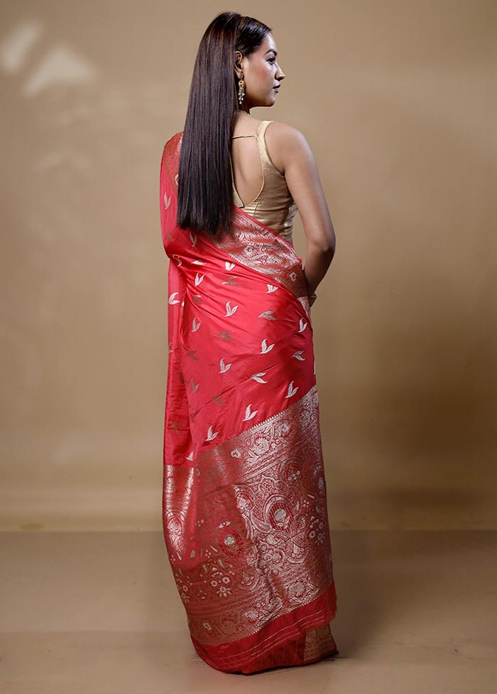 Rust Dupion Silk Saree With Blouse Piece