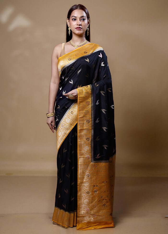 Black Dupion Silk Saree With Blouse Piece