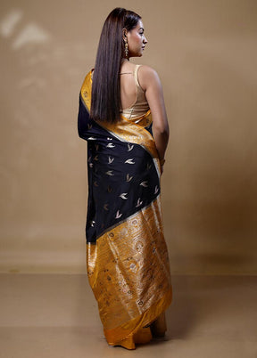 Black Dupion Silk Saree With Blouse Piece