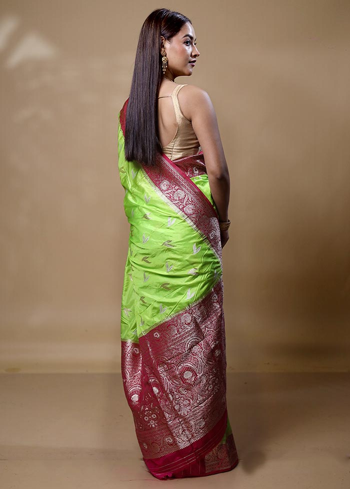 Green Dupion Silk Saree With Blouse Piece