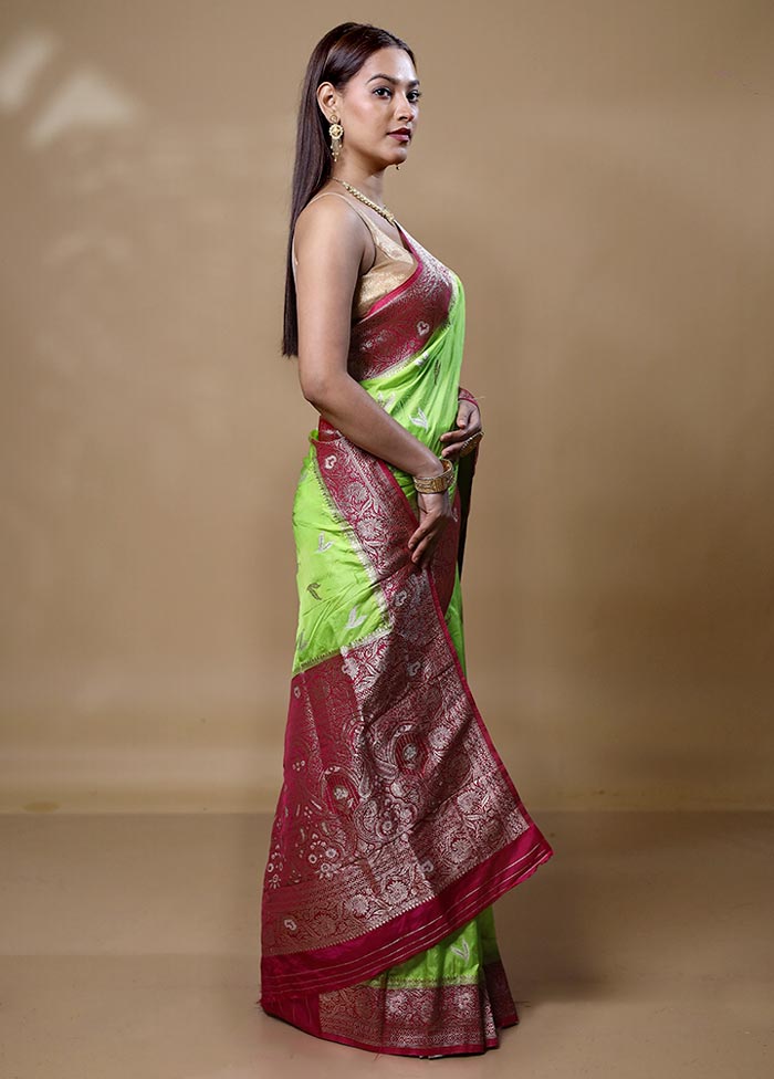 Green Dupion Silk Saree With Blouse Piece