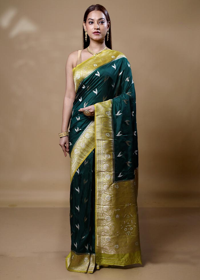 Green Dupion Silk Saree With Blouse Piece