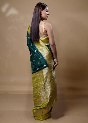 Green Dupion Silk Saree With Blouse Piece