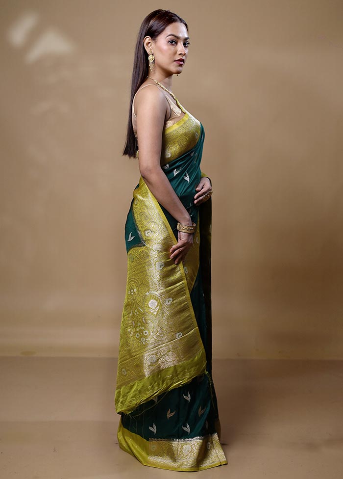 Green Dupion Silk Saree With Blouse Piece