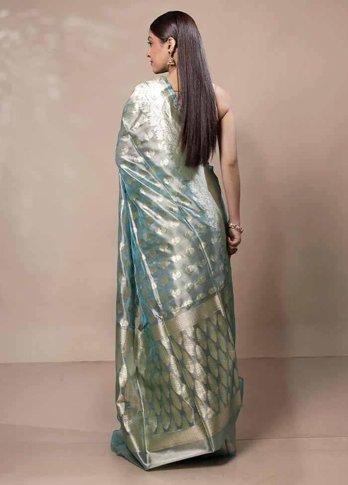 Green Tissue Silk Saree With Blouse Piece