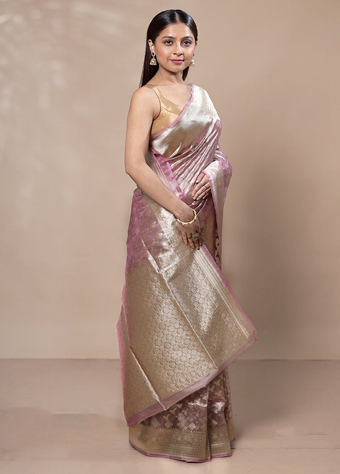 Pink Tissue Silk Saree With Blouse Piece