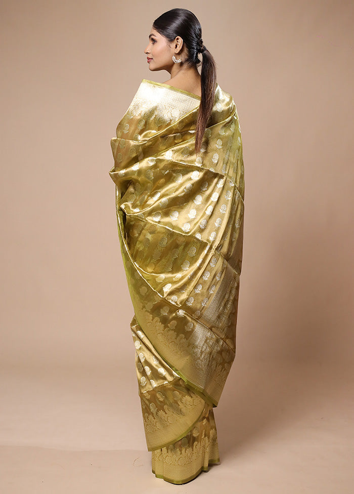 Green Tissue Silk Saree With Blouse Piece