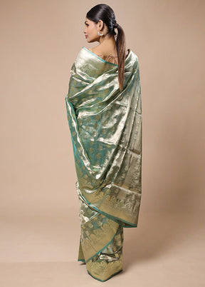 Green Tissue Silk Saree With Blouse Piece