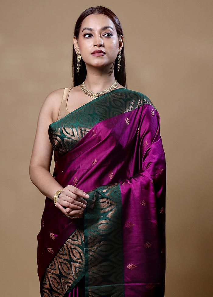 Purple Dupion Silk Saree With Blouse Piece