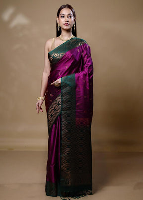 Purple Dupion Silk Saree With Blouse Piece