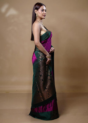 Purple Dupion Silk Saree With Blouse Piece