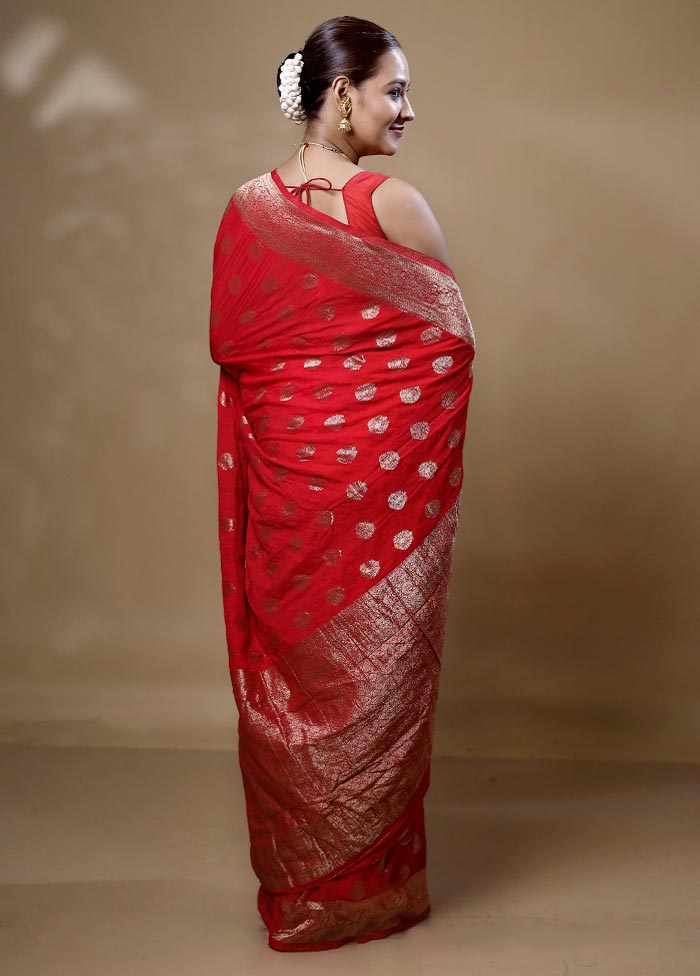 Red Georgette Saree With Blouse Piece