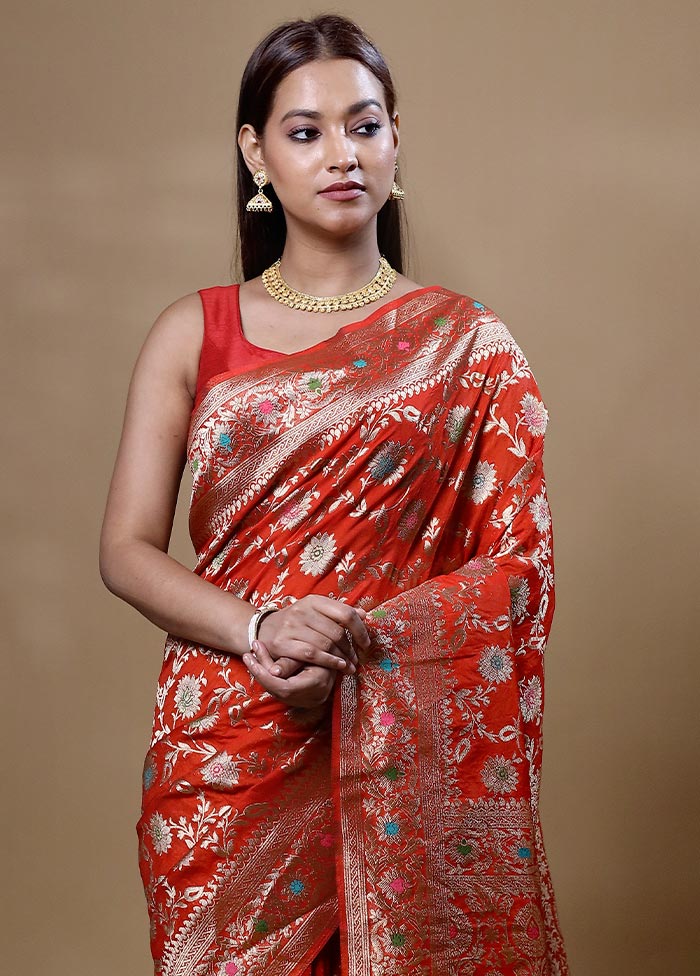 Orange Georgette Saree With Blouse Piece