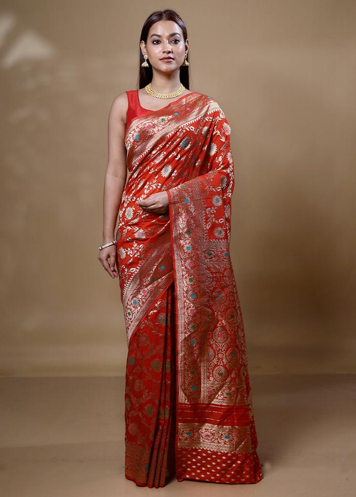 Orange Georgette Saree With Blouse Piece