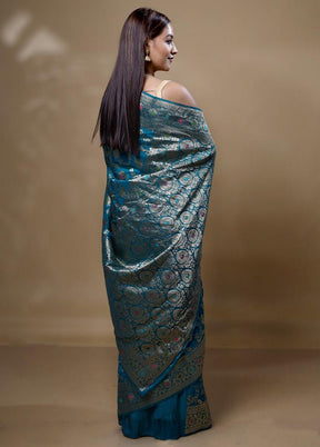 Blue Georgette Saree With Blouse Piece