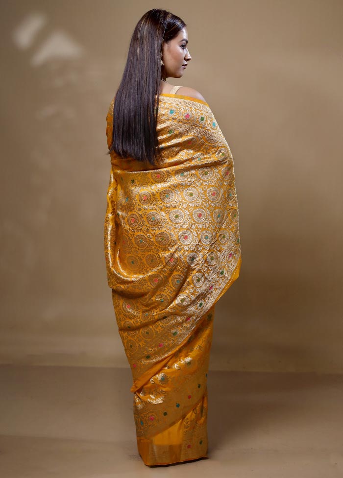 Yellow Georgette Saree With Blouse Piece