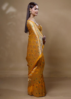 Yellow Georgette Saree With Blouse Piece