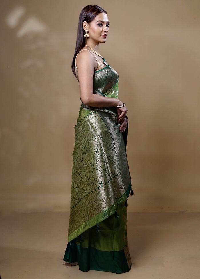 Green Georgette Saree With Blouse Piece