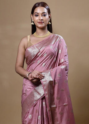 Pink Dupion Silk Saree With Blouse Piece