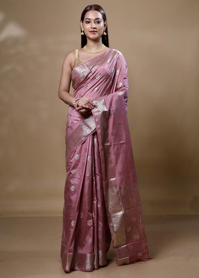 Pink Dupion Silk Saree With Blouse Piece