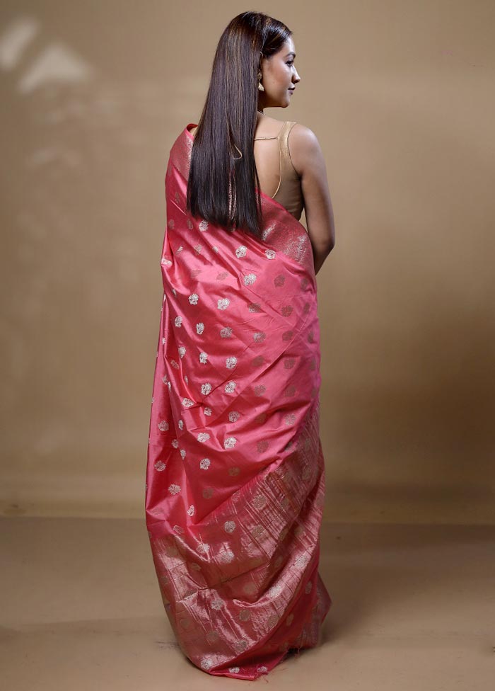 Pink Dupion Silk Saree With Blouse Piece