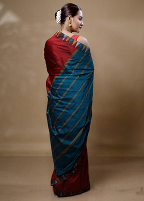 Maroon Kanjivaram Silk Saree With Blouse Piece