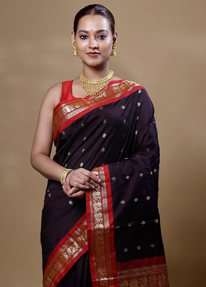 Black Kanjivaram Silk Saree With Blouse Piece