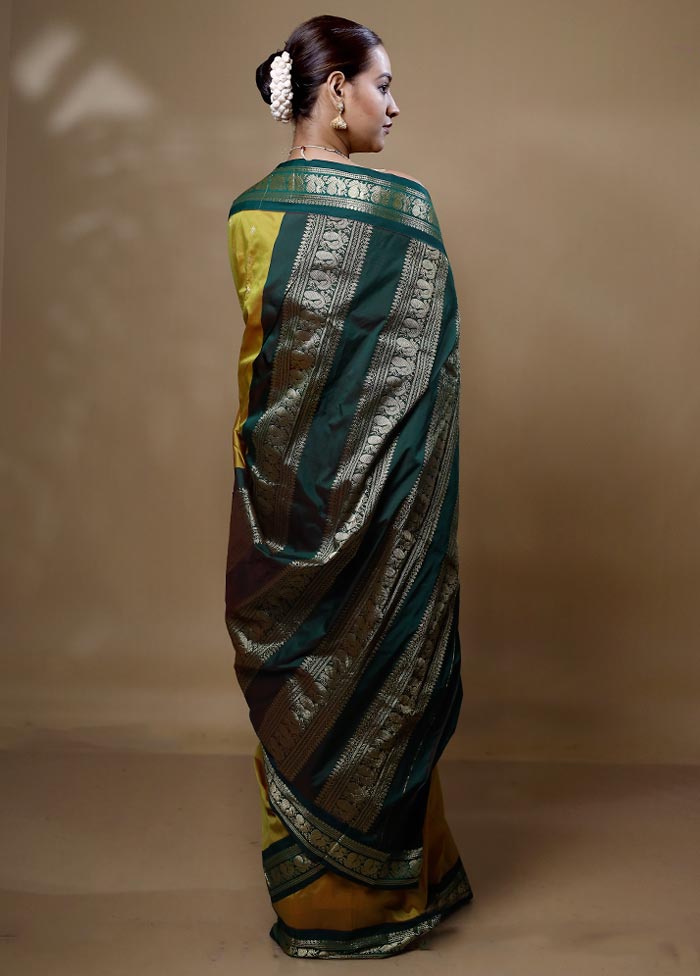 Yellow Kanjivaram Silk Saree With Blouse Piece