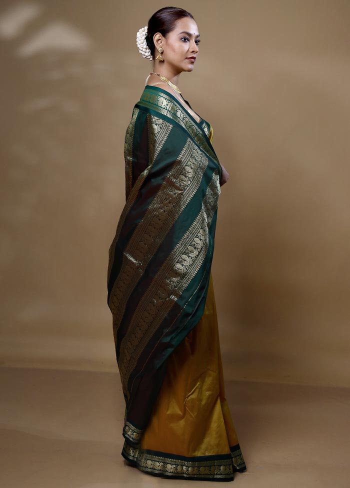 Yellow Kanjivaram Silk Saree With Blouse Piece