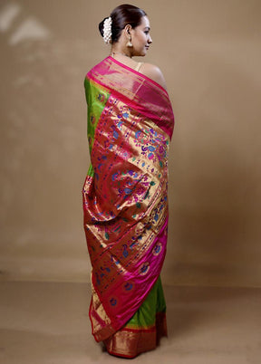 Green Handloom Kanchipuram Pure Silk Saree With Blouse Piece