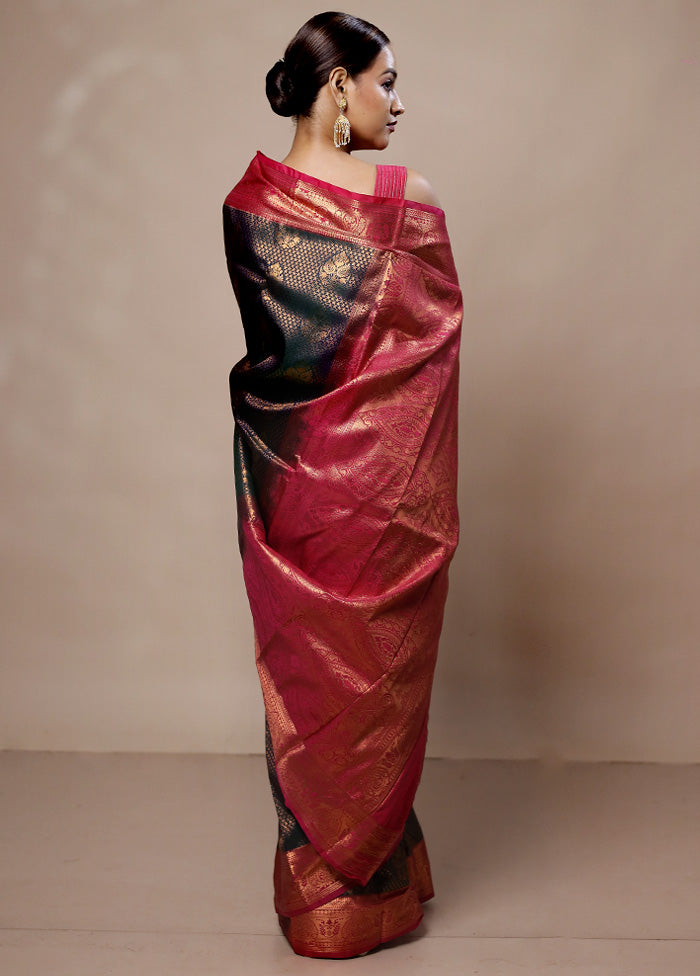 Green Kanjivaram Silk Saree With Blouse Piece