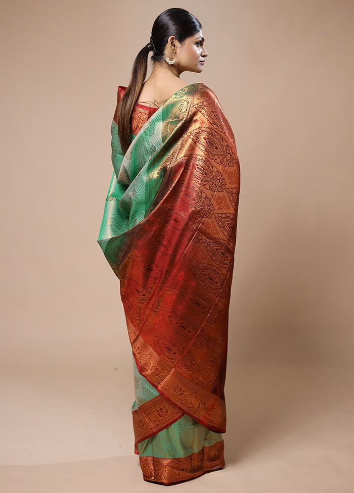 Green Kanjivaram Silk Saree With Blouse Piece