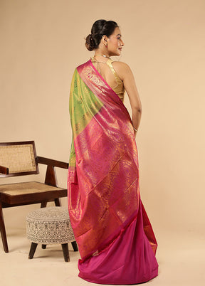 Green Kanjivaram Silk Saree With Blouse Piece