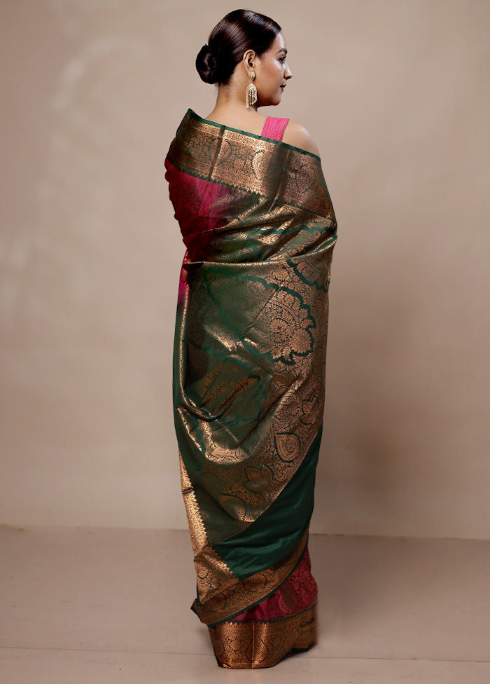 Pink Kanjivaram Silk Saree With Blouse Piece