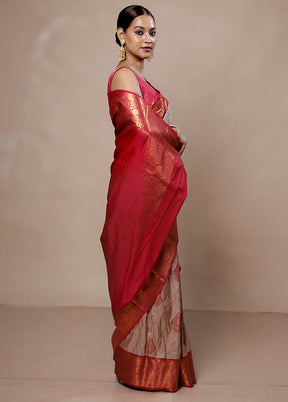 Cream Kanjivaram Silk Saree With Blouse Piece