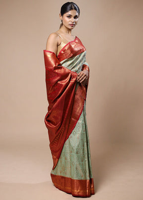 Green Kanjivaram Silk Saree With Blouse Piece