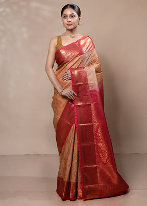 Orange Kanjivaram Silk Saree With Blouse Piece