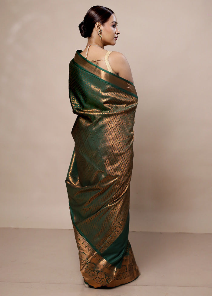 Green Kanjivaram Silk Saree With Blouse Piece